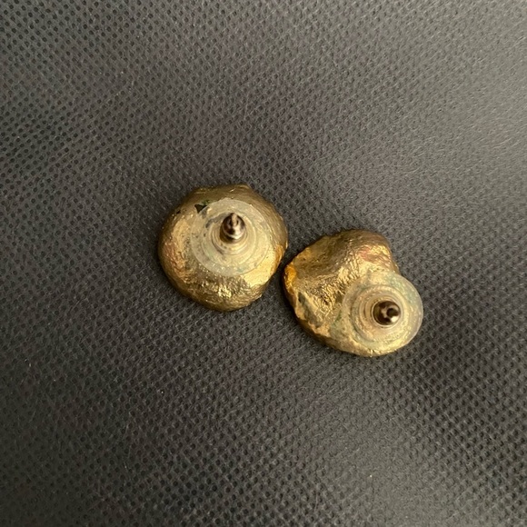 Druzy Slice Earring Purple Blue Stud Geode Gold Edge Earring Fashion Jewelry - Picture 4 of 4